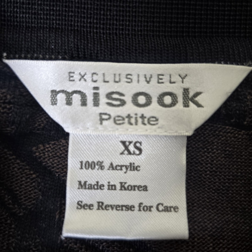 Exclusively Misook Jacket Blazer Womens Petite XS Black Brown Long Sleeve Knit - Picture 8 of 13